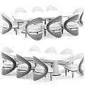 Modern Dining Table and Chairs Set with Curved Backrest Marble Tabletop Metal Legs