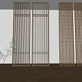 Solid Wood Grille Entrance Partition New Chinese Grid Partition 3d model