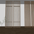 Solid Wood Grille Entrance Partition New Chinese Grid Partition 3d model