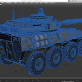 Modern Wheeled Armored Tank With Camouflage Paint Long Barrel And Antennas