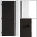 Modern Interior Swing Doors In Black Brown Wooden Design With Open Closed States