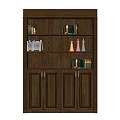 Wooden Bookcase With Multiple Shelves Holding Books And Decorative Figurines For Home