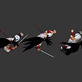 Anime Style Game Character Figures With Red Tops White Pants And Swords