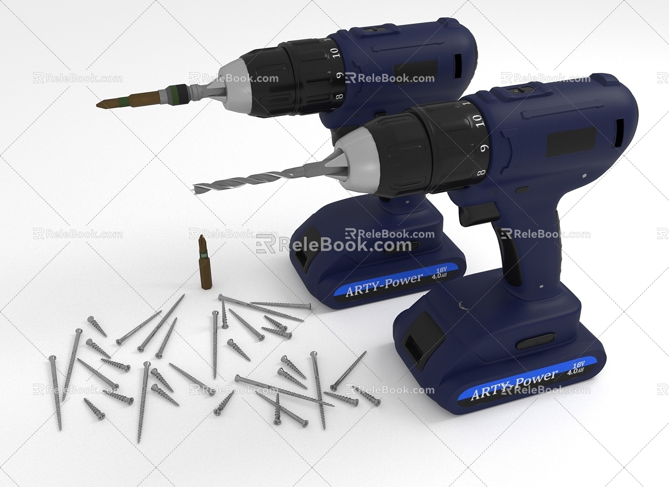 electric drill electric screwdriver drill bit screw electric tool 3d model