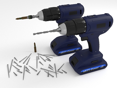 electric drill electric screwdriver drill bit screw electric tool 3d model