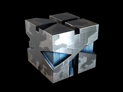 Cosmic Spacecraft Modular Cube Structure With Geometric Design And Metallic Surface 3d model