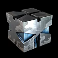 Cosmic Spacecraft Modular Cube Structure With Geometric Design And Metallic Surface