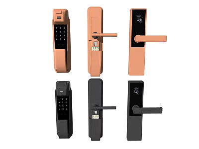 Smart Door Handles in Different Styles and Colors with Digital Keypad and Fingerprint Features 3d model