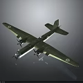 Green Military Airplane Twin Engine Propeller With White Cross Markings On Dark Reflective Surface