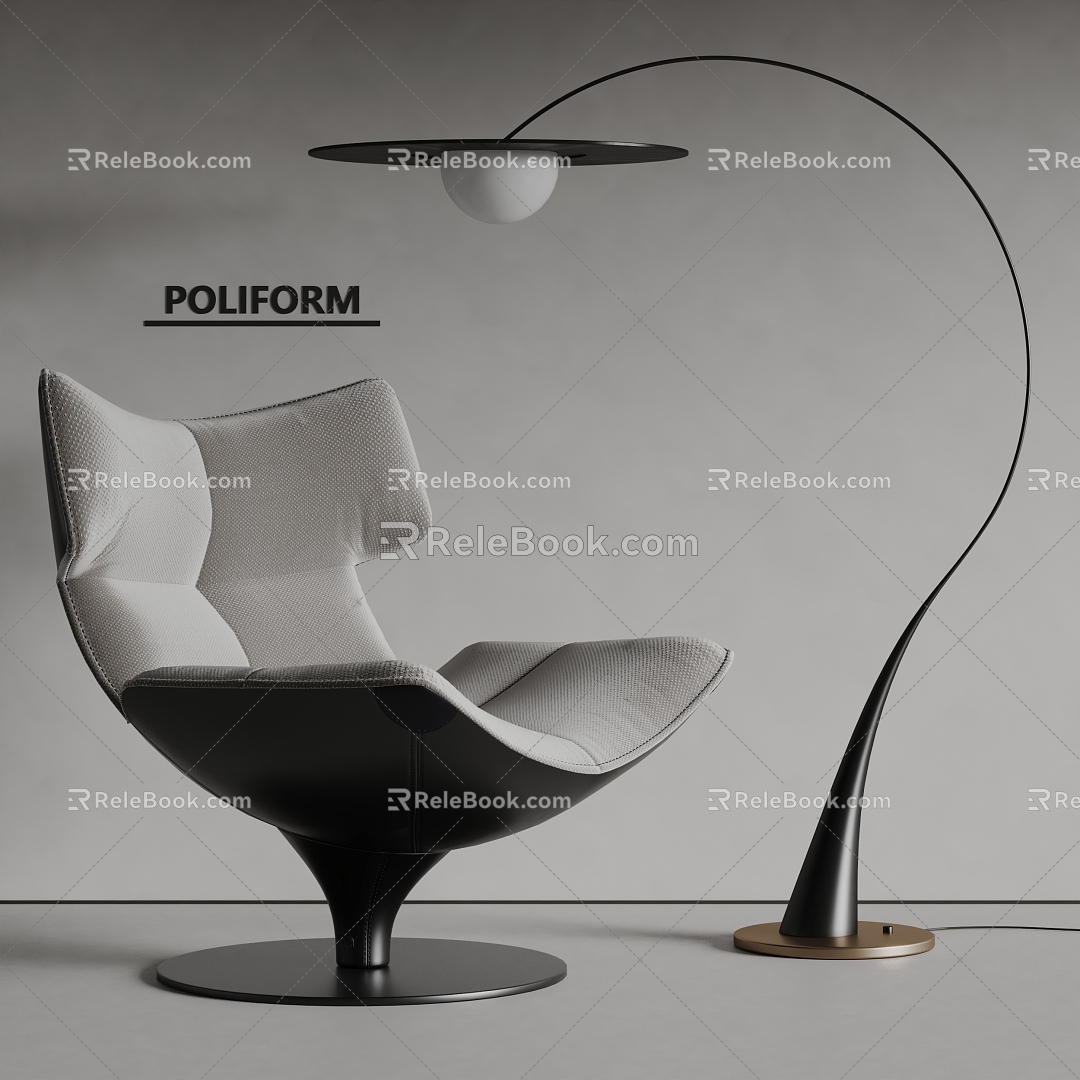 Modern poliform Leisure Chair Recliner Lazy Chair Floor Lamp 3d model