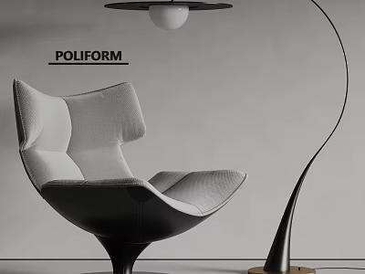 Modern Leisure Chair By POLIFORM With Unique Backrest And Floor Lamp 3d model