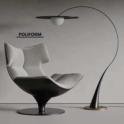 Modern Leisure Chair By POLIFORM With Unique Backrest And Floor Lamp 3d model