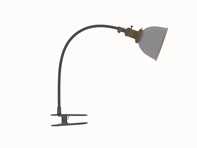 Modern Clip On Desk Lamp With Flexible Gooseneck Arm And Gray Lampshade 3d model