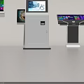 Public Facilities Featuring Standing Touchscreen Kiosks With Various Designs And Displays 3d model