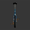 Blue Frame Unicycle With Orange Rim Wheel And Black Seat With Yellow Accents And Reflection
