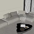 Sofa Coffee Table Side Table Small Coffee Table Multi-Person Sofa Corner Sofa 3d model