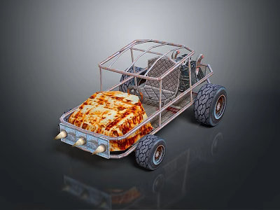 Rugged Terrain Ideal for Off Road Vehicle Featuring Metal Frame and Large Tires 3d model