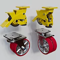 Yellow and Red Heavy Duty Casters with Metal Base and Brake Feature