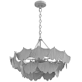 Elegant Modern Golden Chandelier With Fan Shaped Metallic Leaves Design