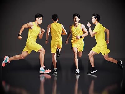 2D Modern Sports Man Running Figure Running Sports Running Dude Sports Figure Fashion Sportswear 3d model