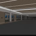 Spacious Modern Fitness Center With Wooden Ceiling Glass Doors And Gray Carpet