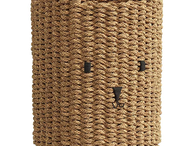 Handwoven Rope Storage Basket With Black Accents For Home Organization 3d model