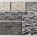 Decorative Stone Background Wall With Various Textures And Design Styles 3d model