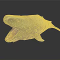 Detailed Blue Whale Sculpture With Red Stripes Open Mouth On Dark Background