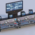 Professional Control Console System With Multiple Monitoring Screens And Control Panels