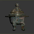 Decorative Ornament Set With Intricate Patterns Vibrant Colors And Domed Lid Pedestal Base