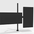 Dual Computer Monitors With Black Display Screens On Adjustable Stand 3d model