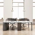 Modern Public Office Space Featuring Open Workstations Ergonomic Chairs Divider Screens And Natural Light