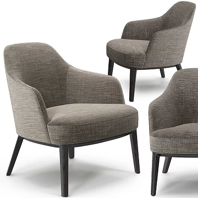 Modern Grey Fabric Accent Chair With Upholstered Seat And Wooden Legs 3d model
