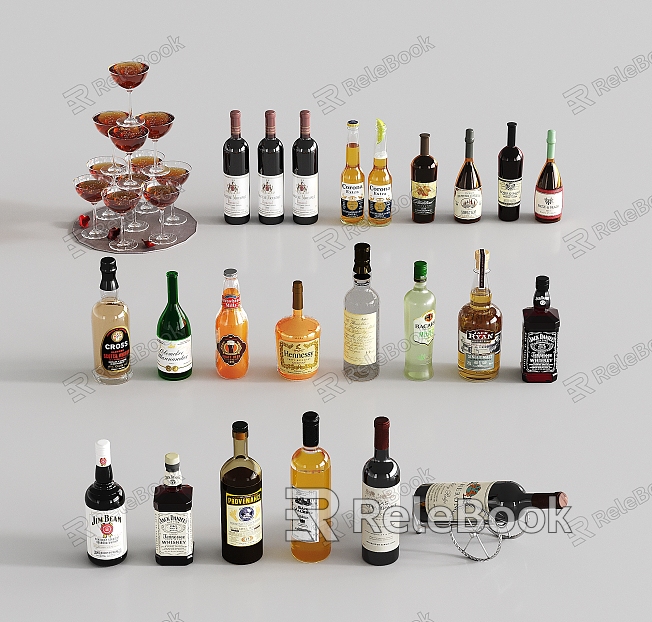 Modern Wine Bottle Wine Glass Wine Wine Wine Wine Supplies Wine model