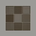 Square Perforated Components Featuring Various Detailed Geometric Patterns In Grid Arrangement