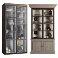 Glass Door Cabinets With Dinnerware Glasses And Decorative Items 3d model