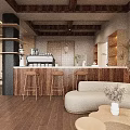 Serene Zen Chinese Tea House Interior Design With Artistic Wall Decor And Dried Plant Ornaments