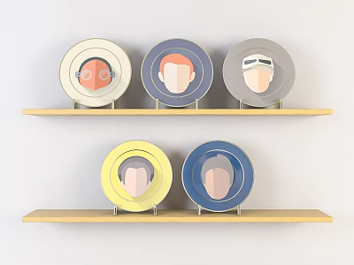 Modern ornaments home decoration ceramic plate beautiful Chen pendant 3d model