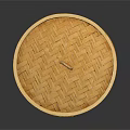 Traditional Round Bamboo Steamer Lid With Woven Pattern Wooden Frame And Metal Clasp