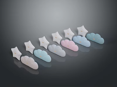 Colorful Star and Cloud Shaped Cookies with Soft Pastel Hues 3d model