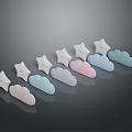 Colorful Star and Cloud Shaped Cookies with Soft Pastel Hues