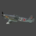 Vintage Military Airplane With Camouflage Paint Number 22 Red Star Emblem And Propeller