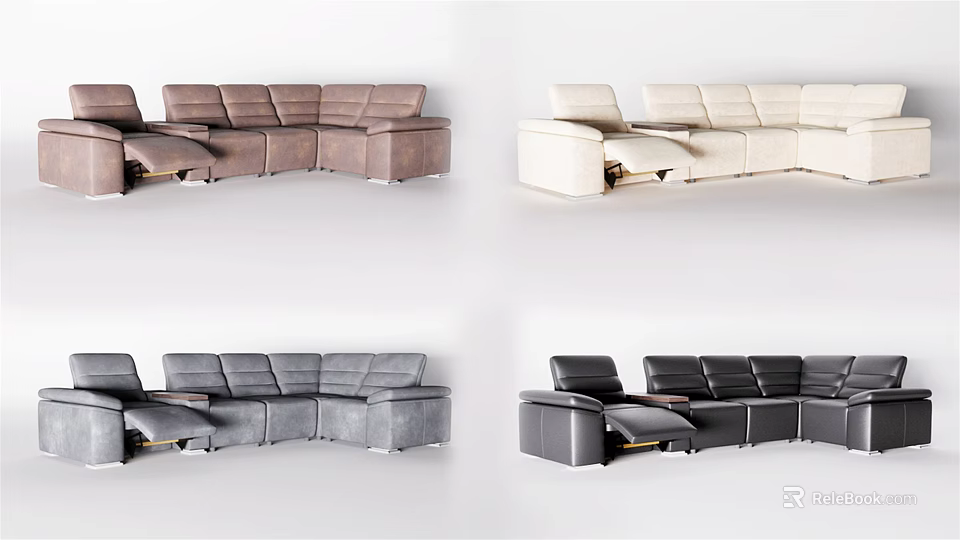 Modern Sectional Sofa Design With Multiple Colors Reclining Seats And Armrests 3d model