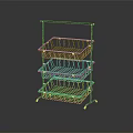 3 Tier Metal Storage Rack With Basket Design And Rolling Wheels For Home Organization