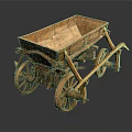 Vintage Wooden Hand Cart With Two Wheels And Traditional Crafted Structure Design