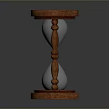 Classic Hourglass Design With Wooden Frame Base Top Decorative Pillars And Silver Sandglass