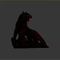 Artistic Red Detailed Carved Tiger Statue As Decorative Home Furniture Ornament