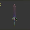 Fantasy Sword Weapon Design With Gradient Blade And Ornate Hilt Decorations