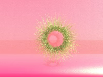 Decorative Ornament Set With Green Spiky Design And Central Pink Circle On Pink Background 3d model