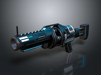Futuristic Sci Fi Weapon With Blue And Black Glowing Mechanical Structure 3d model